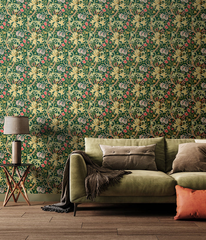 Lily Ogee Wallpaper - Ohpopsi - Forest Green