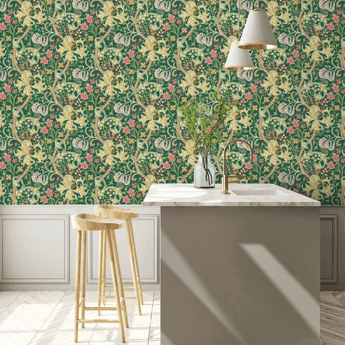 Lily Ogee Wallpaper - Ohpopsi - Forest Green