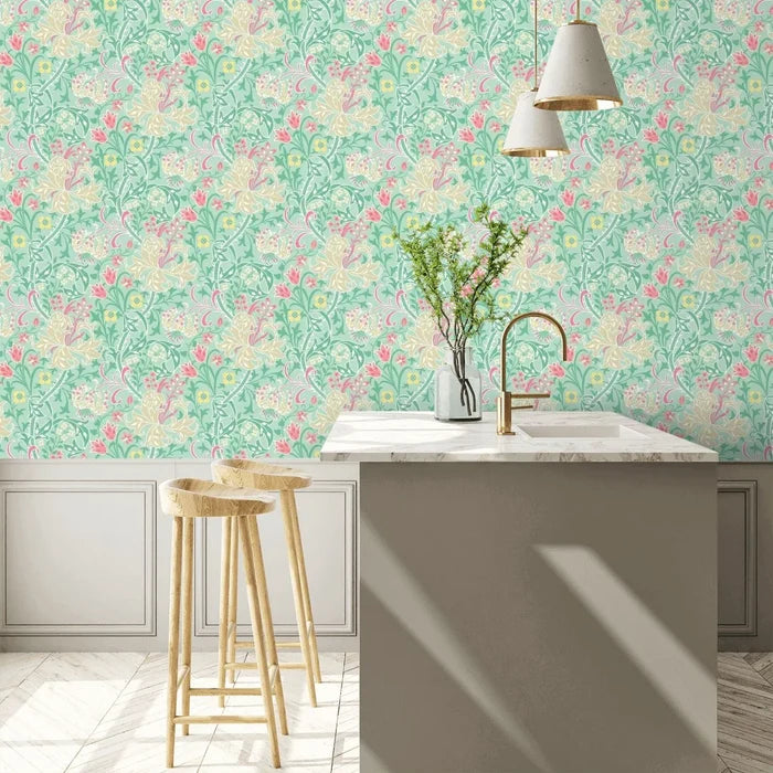 Lily Ogee Wallpaper - Ohpopsi - Mint Green