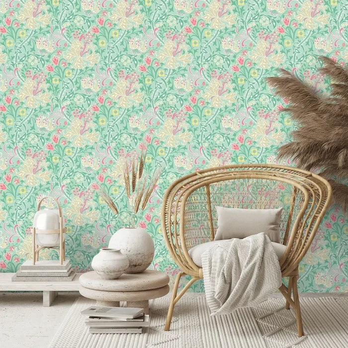 Lily Ogee Wallpaper - Ohpopsi - Mint Green