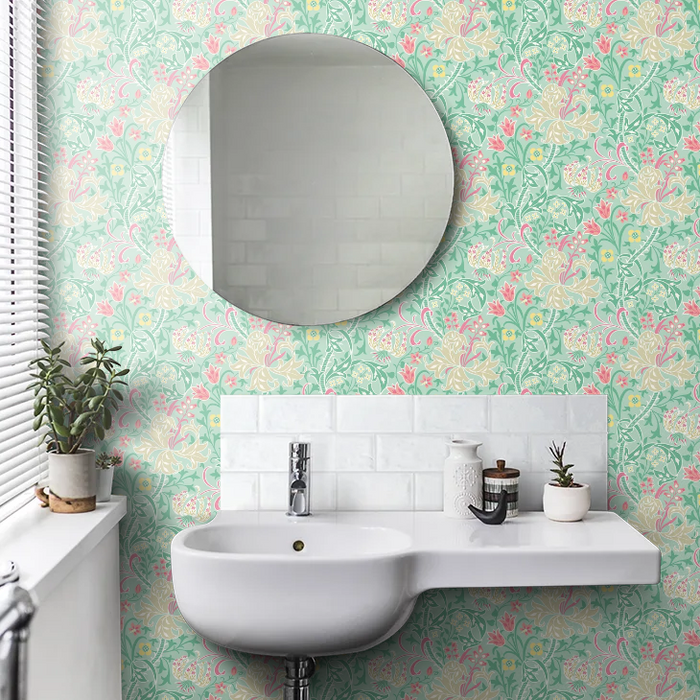Lily Ogee Wallpaper - Ohpopsi - Mint Green