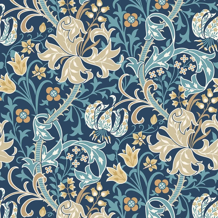 Lily Ogee Wallpaper - Ohpopsi - Navy Blue
