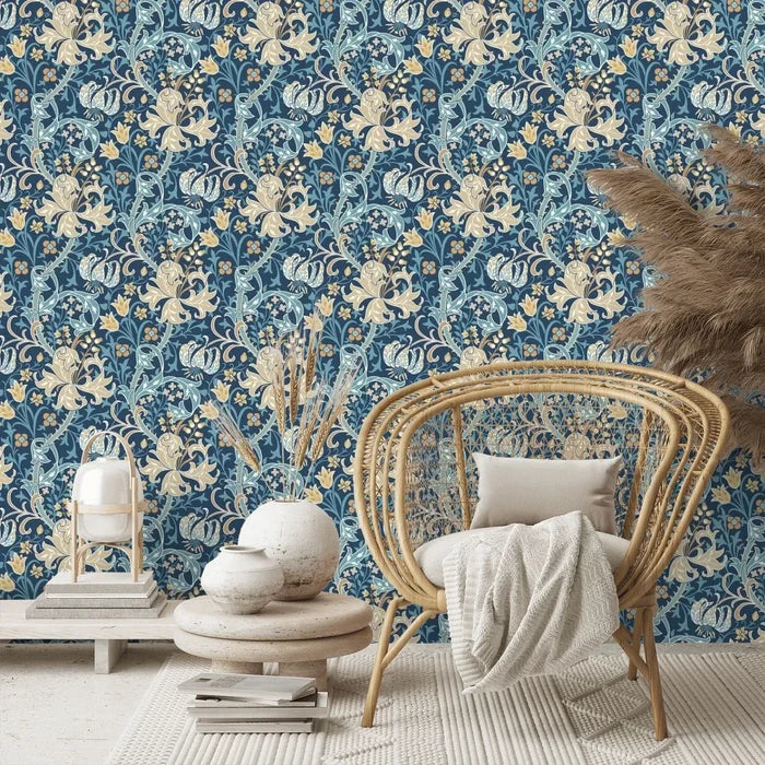 Lily Ogee Wallpaper - Ohpopsi - Navy Blue