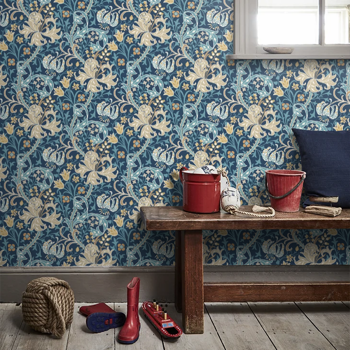 Lily Ogee Wallpaper - Ohpopsi - Navy Blue