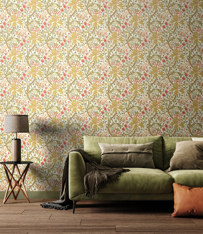 Lily Ogee Wallpaper - Ohpopsi - Olive Green