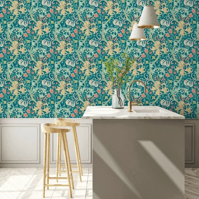 Lily Ogee Wallpaper - Ohpopsi - Teal