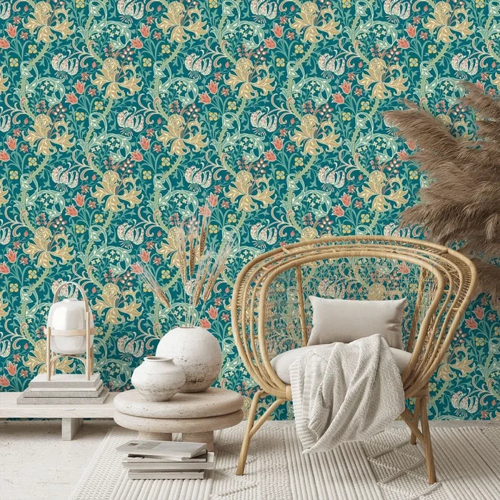 Lily Ogee Wallpaper - Ohpopsi - Teal