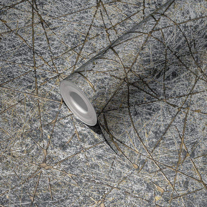 Linear Web - Geometric Wallpaper - Dark Grey