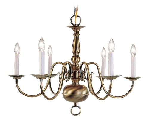 Livex Lighting 5006-01 Williamsburg 6 Light Antique Brass Chandelier