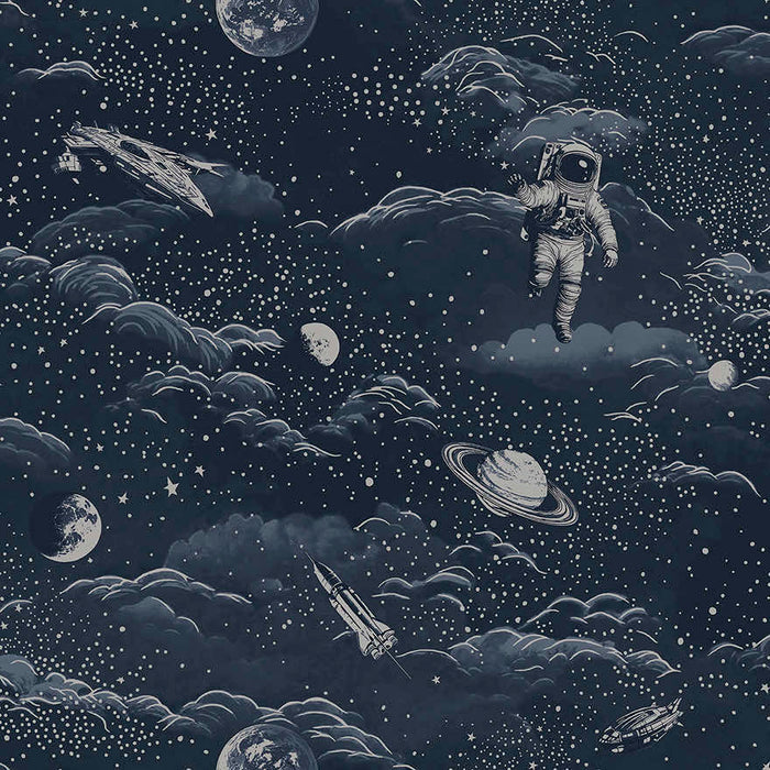 Lost In Space Wallpaper - Midnight Blue & Silver