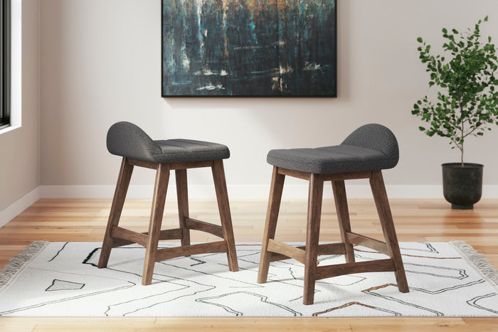 Lyncott Charcoal Counter Height Bar Stool (Set of 2) - Adams Furniture