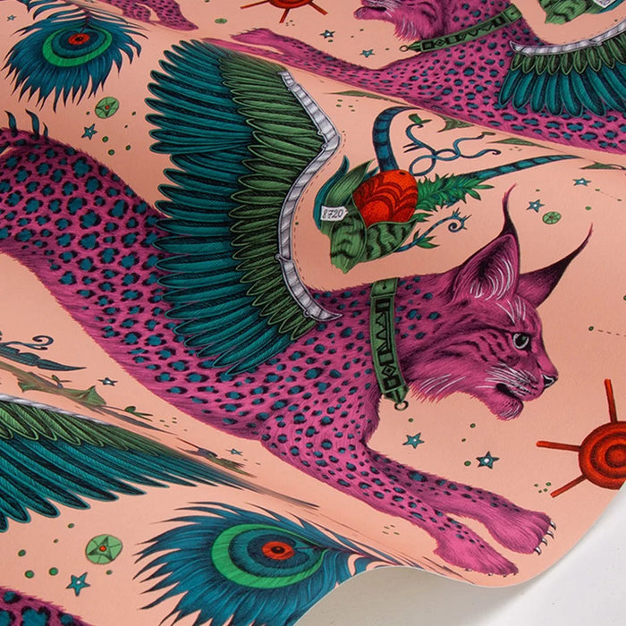 Lynx by Emma Shipley Wallpaper - Coral
