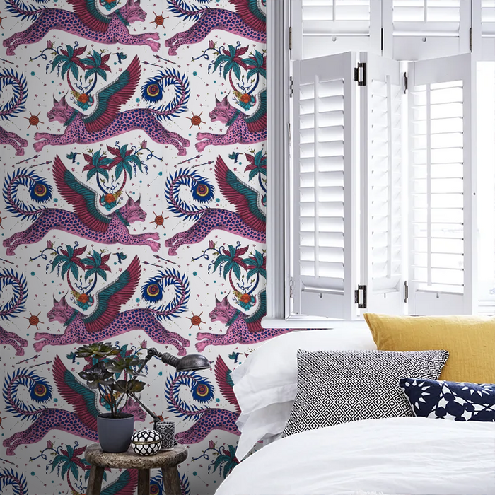 Lynx by Emma Shipley Wallpaper - Magenta