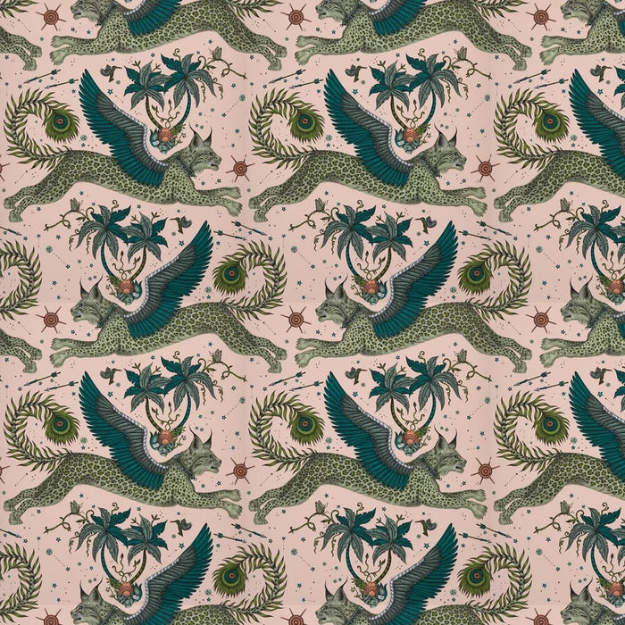 Lynx by Emma Shipley Wallpaper - Pink
