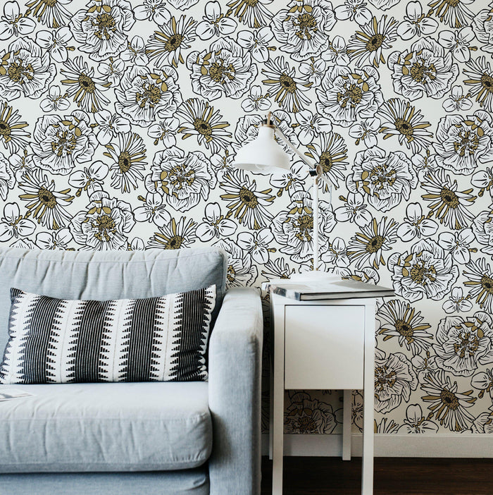 Cream/Gold Floral Wallpaper - NZ