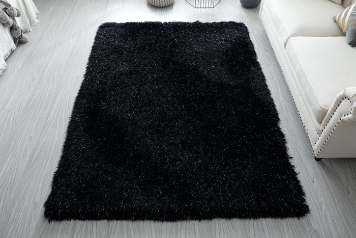 Manhattan 5x7 Black Area Rug - Adams Furniture