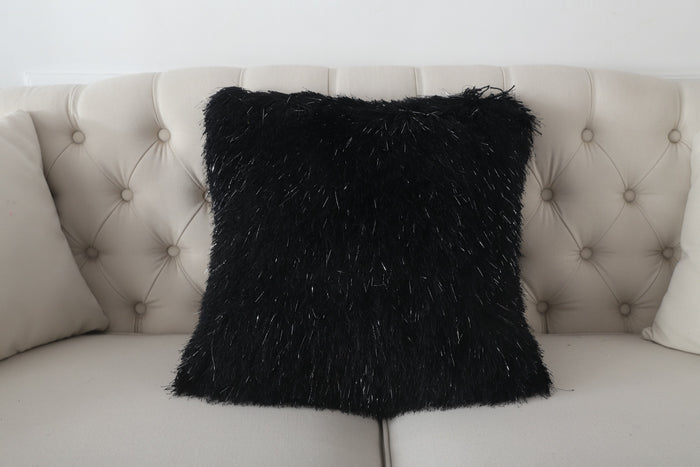 Manhattan Shag Black Pillow - Adams Furniture