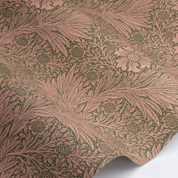 Marigold Wallpaper - Olive/Pink