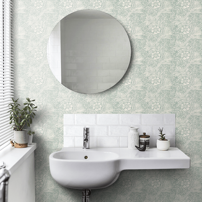 Marigold Wallpaper - Soft Teal
