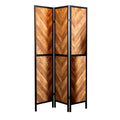 Marlene Herringbone Pattern 3-Panel Screen Rustic Tobacco and Black - Adams Furniture