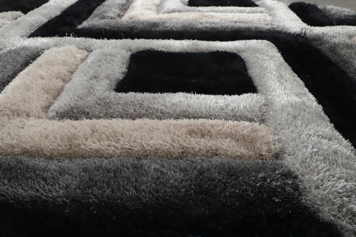 Mateos 5x7 Black/Grey Area Rug - Adams Furniture