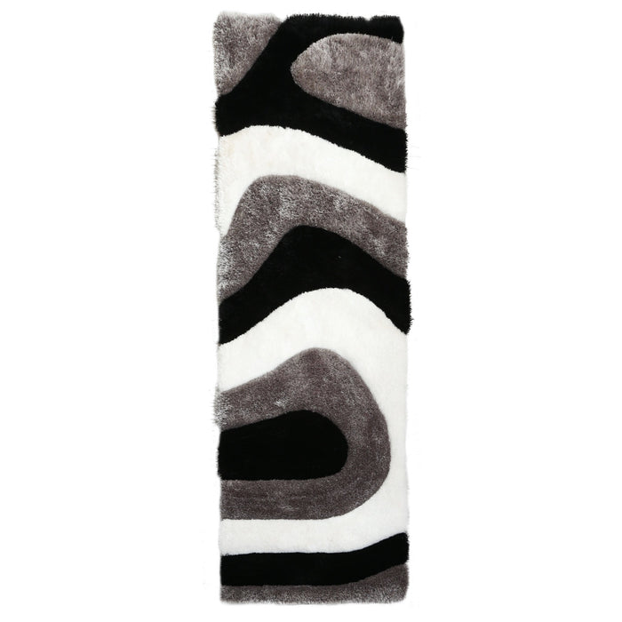 Mateos Shag Black/Grey/White Runner - Adams Furniture