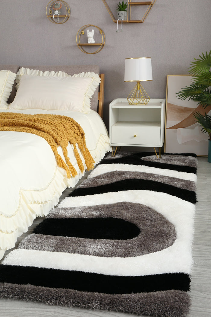 Mateos Shag Black/Grey/White Runner - Adams Furniture