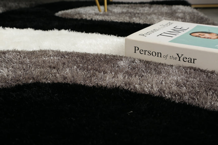 Mateos Shag Black/Grey/White Runner - Adams Furniture