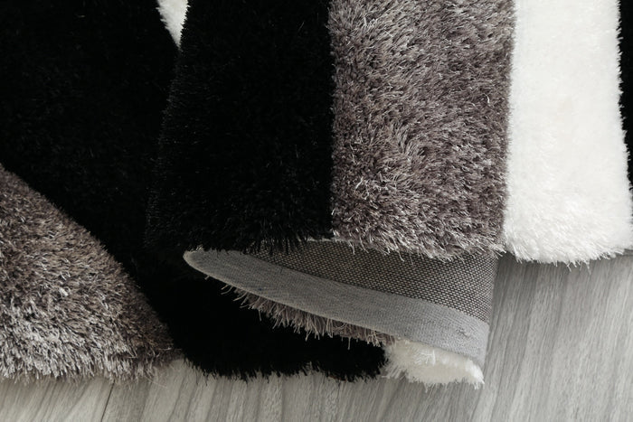 Mateos Shag Black/Grey/White Runner - Adams Furniture