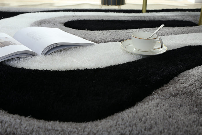 Mateos Shag Black/Grey/White Runner - Adams Furniture