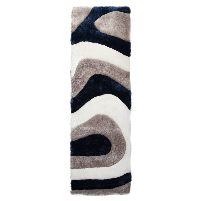 Mateos Shag Navy/Beige/White Runner - Adams Furniture