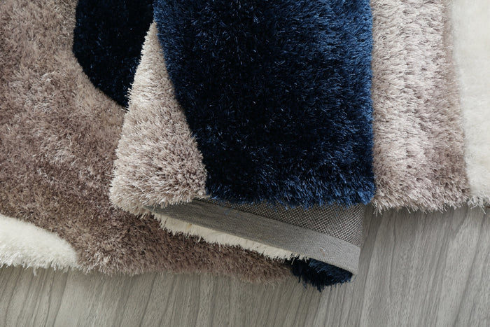 Mateos Shag Navy/Beige/White Runner - Adams Furniture
