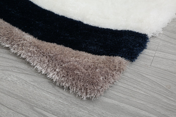 Mateos Shag Navy/Beige/White Runner - Adams Furniture