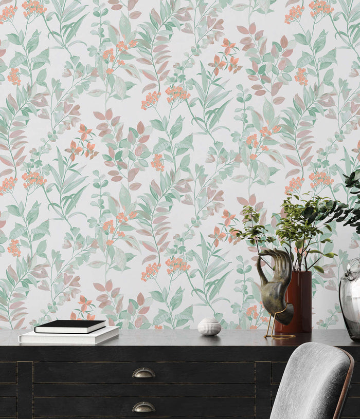 Meadow Whisper - Architects Wallpaper - White Multi