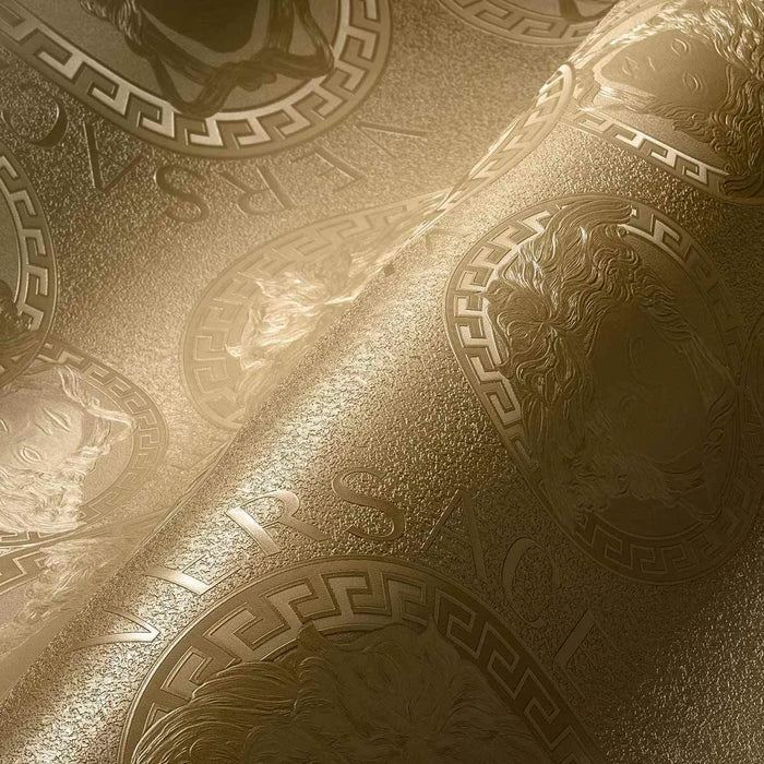 Medusa Plates Amplified - Metallic Wallpaper (Versace 5 Collection) - Gold