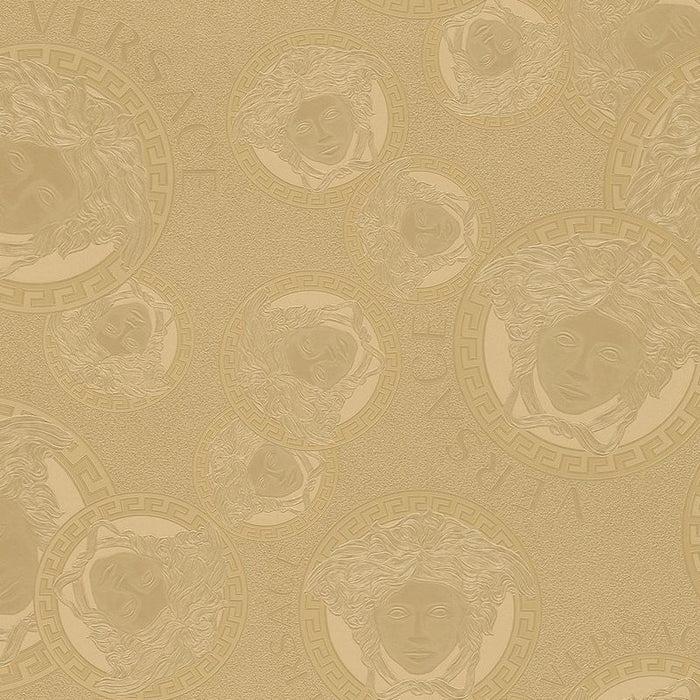Medusa Plates Amplified - Metallic Wallpaper (Versace 5 Collection) - Gold