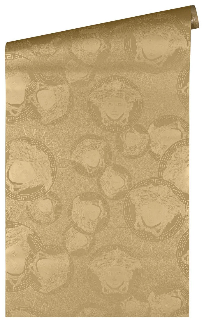 Medusa Plates Amplified - Metallic Wallpaper (Versace 5 Collection) - Gold