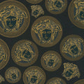 Medusa Plates Amplified Wallpaper (Versace 3 Collection) - Black & Gold