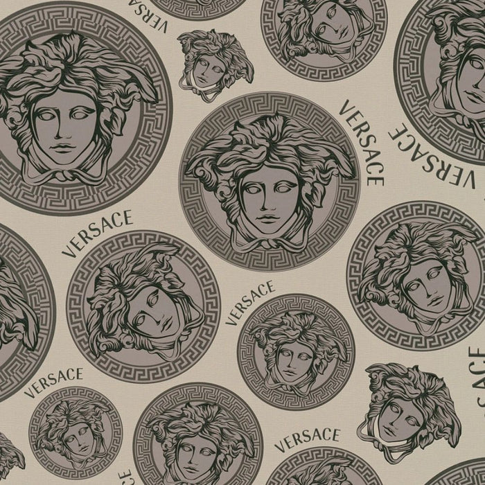Medusa Plates Amplified Wallpaper (Versace 3 Collection) - Champagne