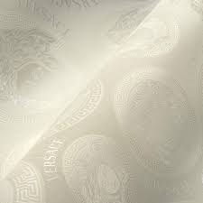 Medusa Plates Amplified Wallpaper (Versace 3 Collection) - Ivory White