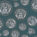 Medusa Plates Amplified Wallpaper (Versace 3 Collection) - Teal