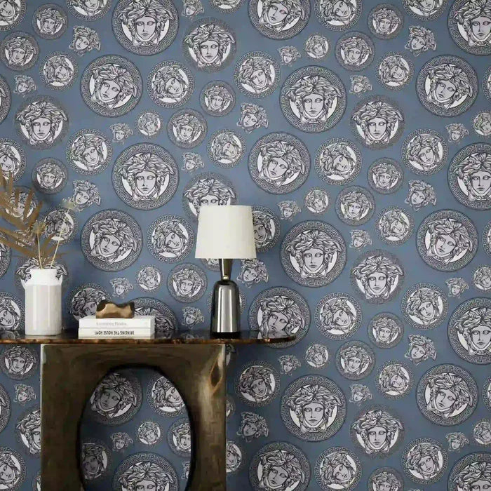 Medusa Plates Amplified Wallpaper (Versace 3 Collection) - Teal