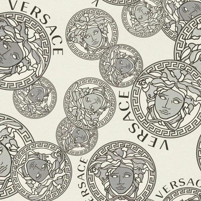 Medusa Plates Wallpaper (Versace 3 Collection) - Black & White