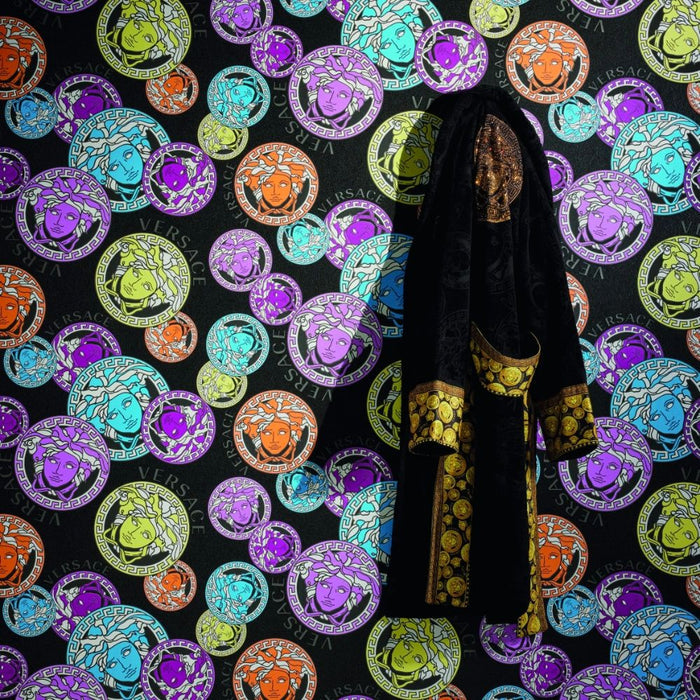 Medusa Plates Wallpaper (Versace 3 Collection) - Multicolour Black