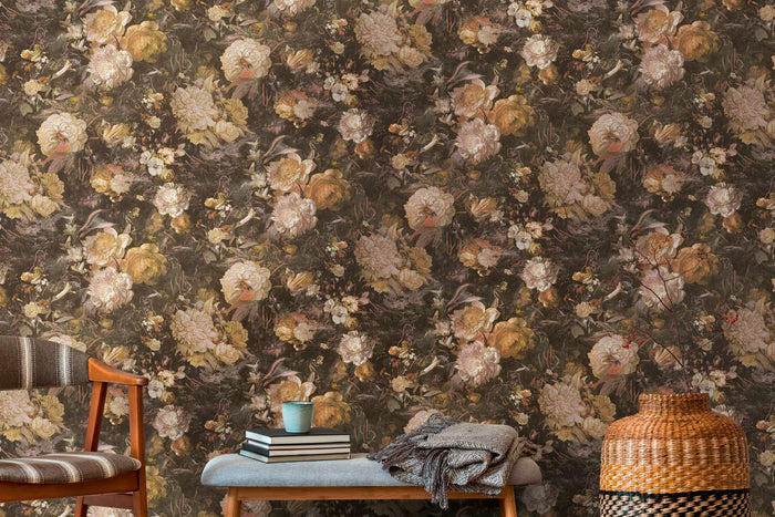 Melody Floral Wallpaper - Sepia/Orange - Last 3 Rolls