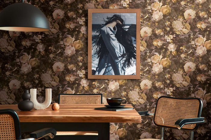 Melody Floral Wallpaper - Sepia/Orange - Last 3 Rolls