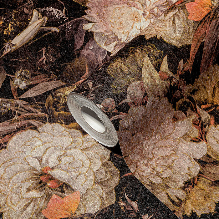 Melody Floral Wallpaper - Sepia/Orange - Last 3 Rolls