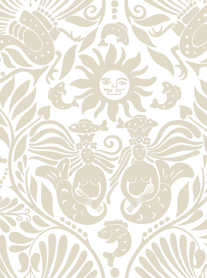 Mermaid Groove - Custom Sized Wallpaper Mural (per m2) - Beige