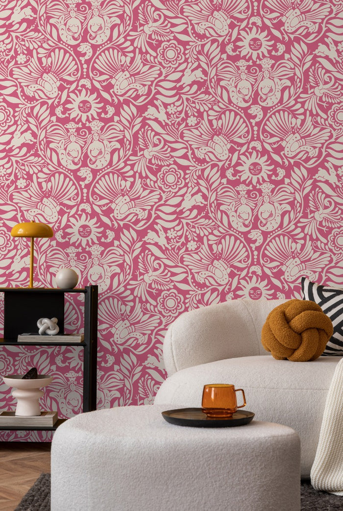Mermaid Groove - Custom Sized Wallpaper Mural (per m2) - Pink