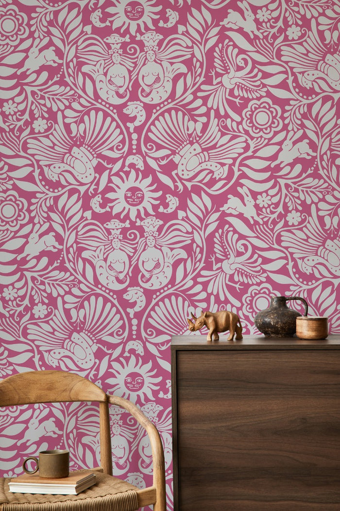Mermaid Groove - Custom Sized Wallpaper Mural (per m2) - Pink